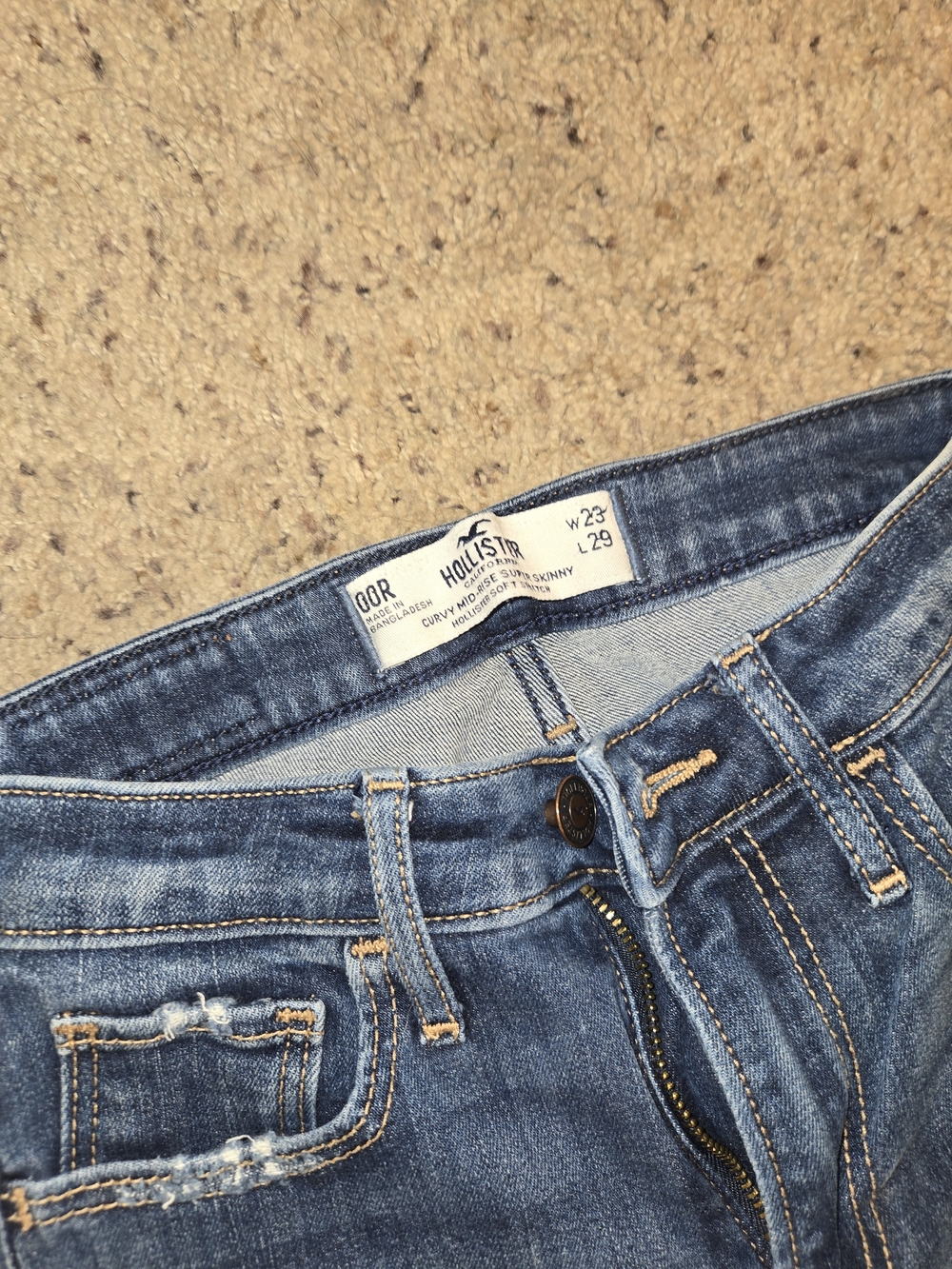 Hollister Dark Blue Distressed High-Rise Skinny Jeans - Picture 3 of 5